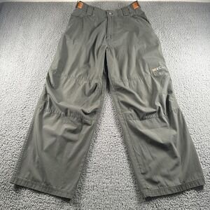 Vintage Rusty Tech Pants Mens 34(32 Fit) Green Baggy Parachute Y2K Wide Leg